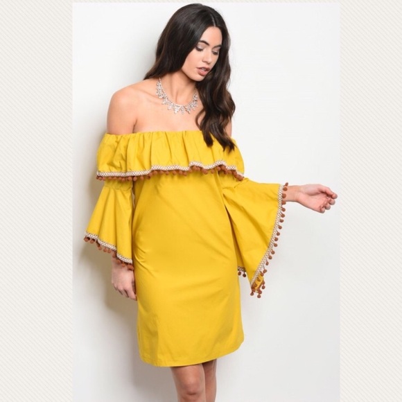 Pom Poms & Ruffles Bardot Dress - Picture 2 of 3